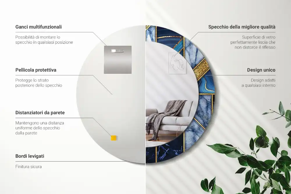 Specchio circolare decoro Marmo moderno