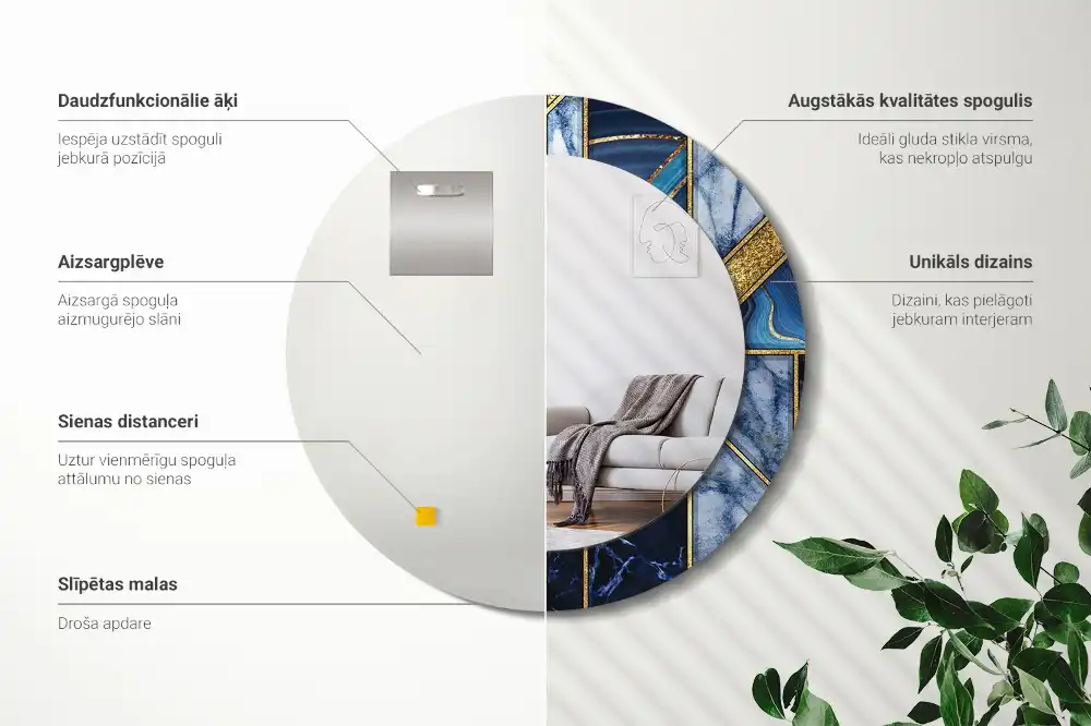 Specchio circolare decoro Marmo moderno