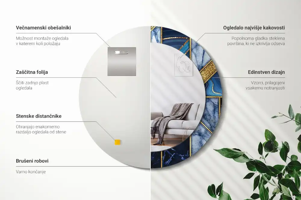 Specchio circolare decoro Marmo moderno