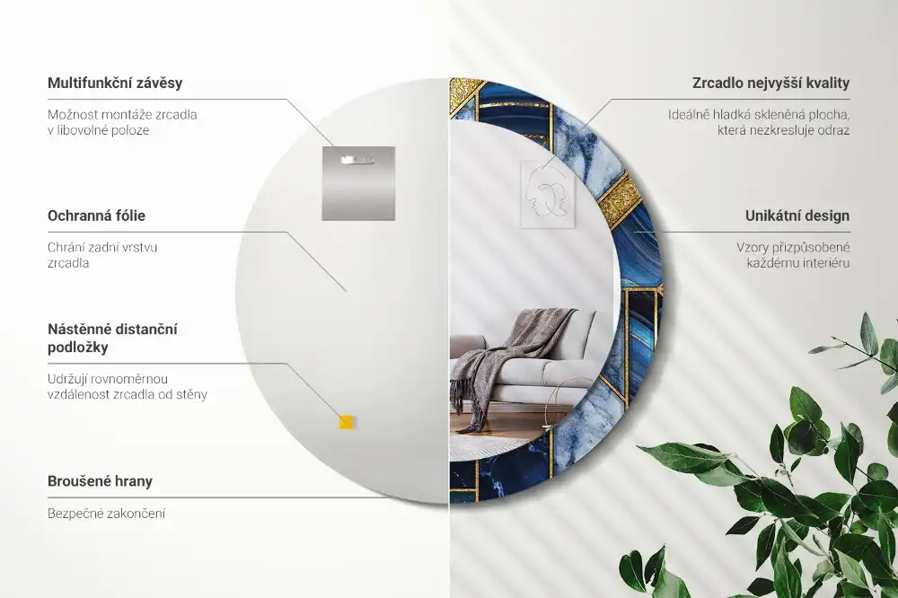 Specchio circolare decoro Marmo moderno