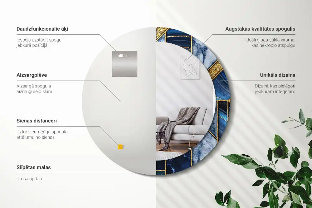 Specchio circolare decoro Marmo moderno