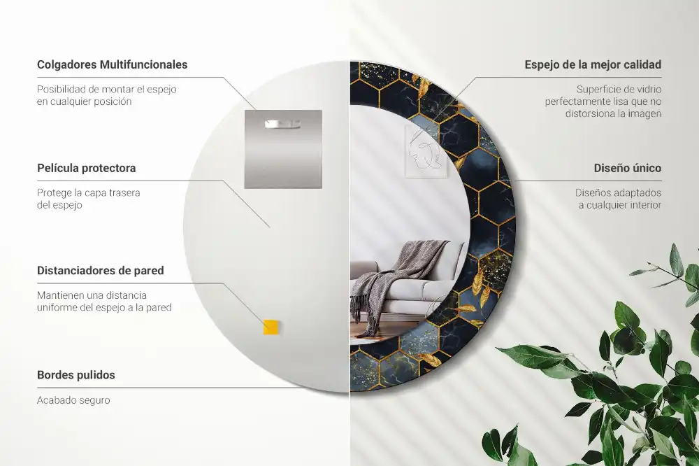 Specchio circolare decoro Esagono di marmo