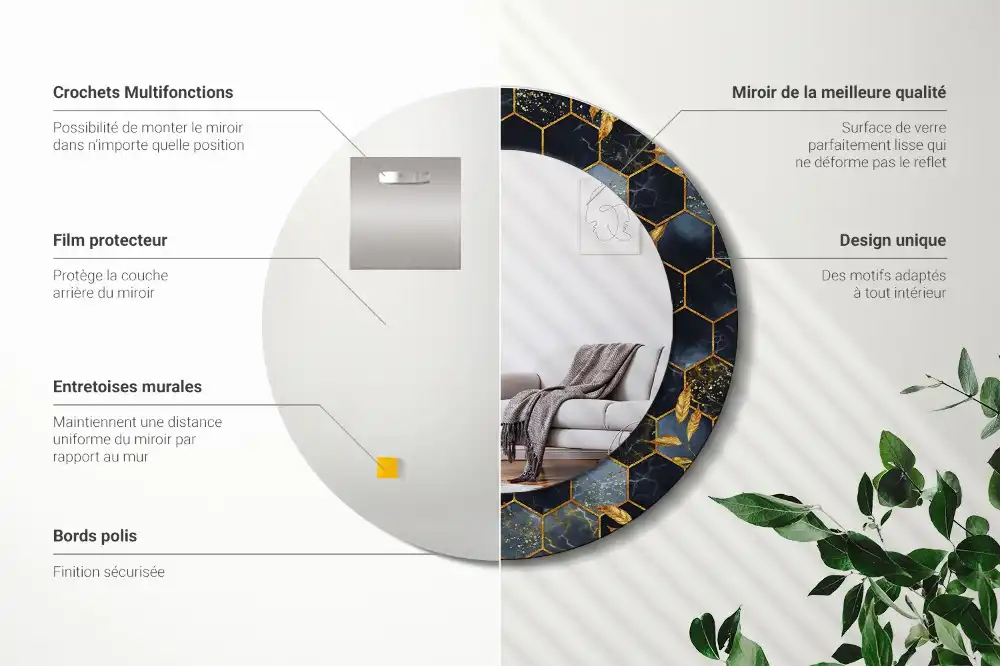 Specchio circolare decoro Esagono di marmo