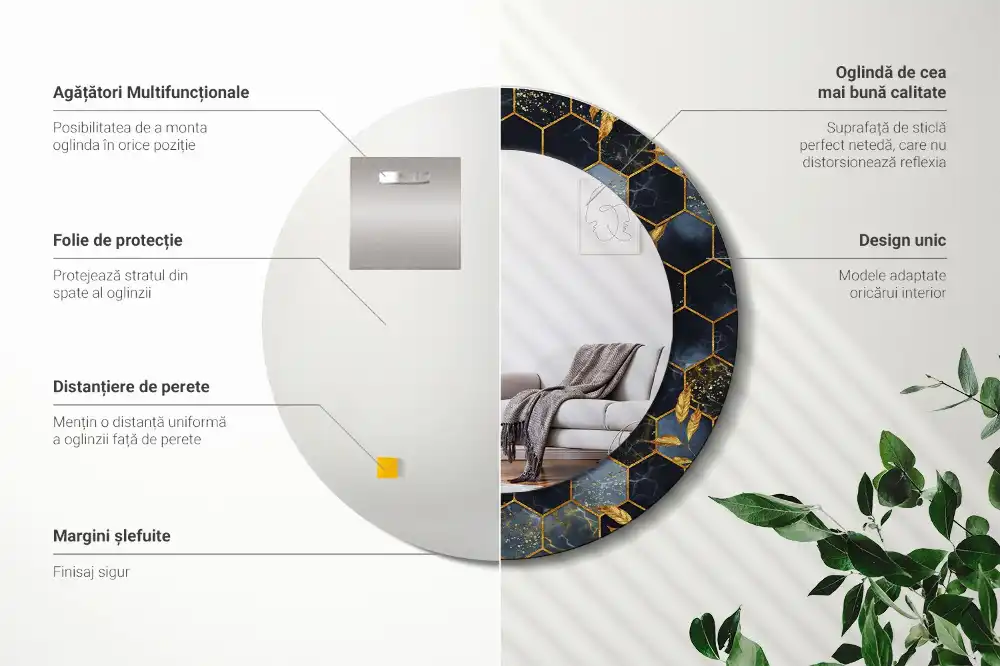 Specchio circolare decoro Esagono di marmo