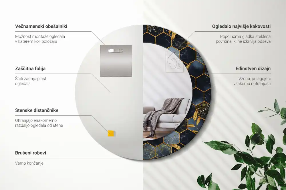 Specchio circolare decoro Esagono di marmo