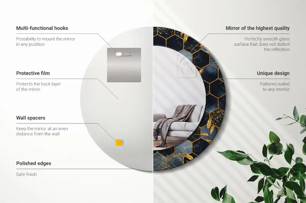 Specchio circolare decoro Esagono di marmo