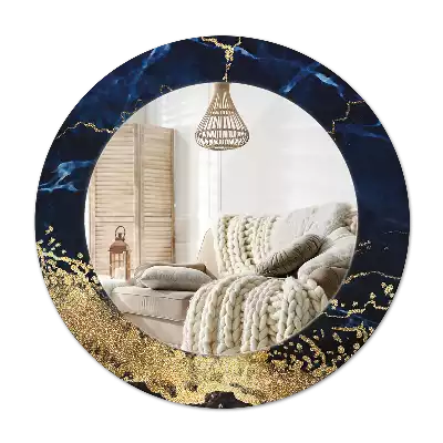 Specchio circolare stampato marmo blu
