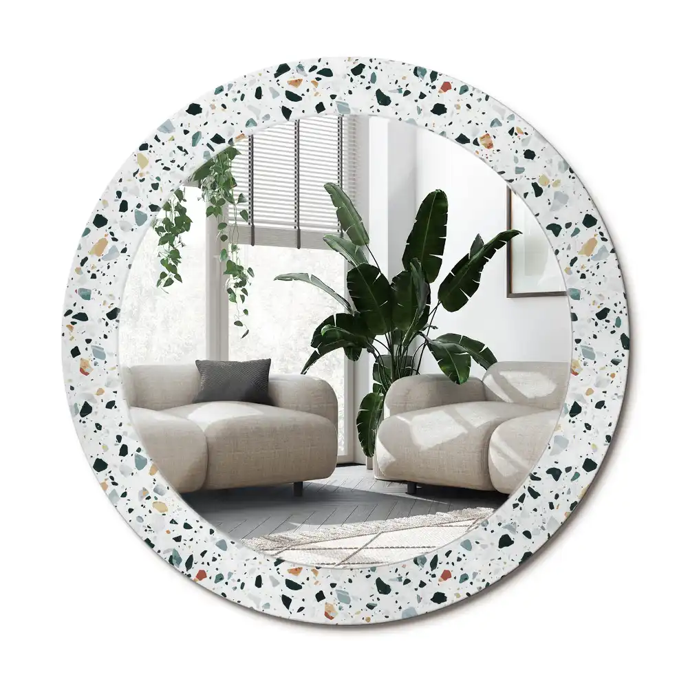 Specchio circolare stampato pietra naturale