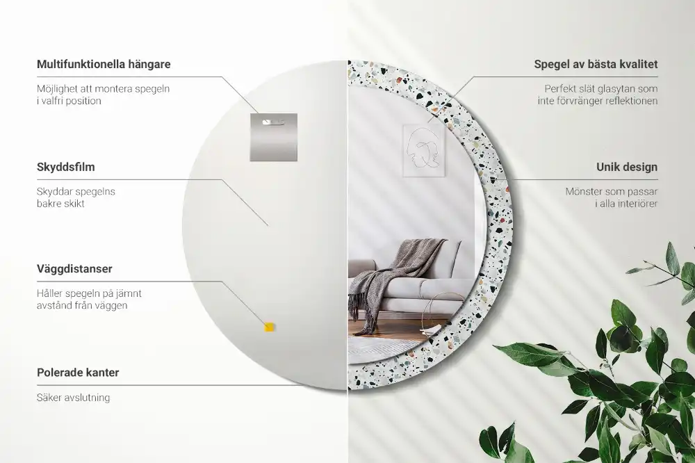 Specchio circolare stampato pietra naturale