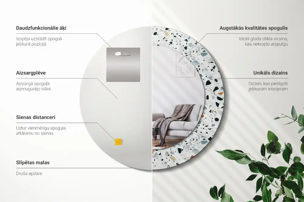 Specchio circolare stampato pietra naturale