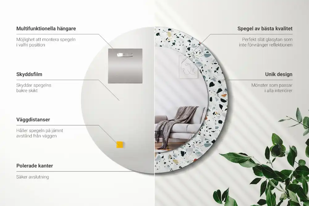 Specchio circolare stampato pietra naturale