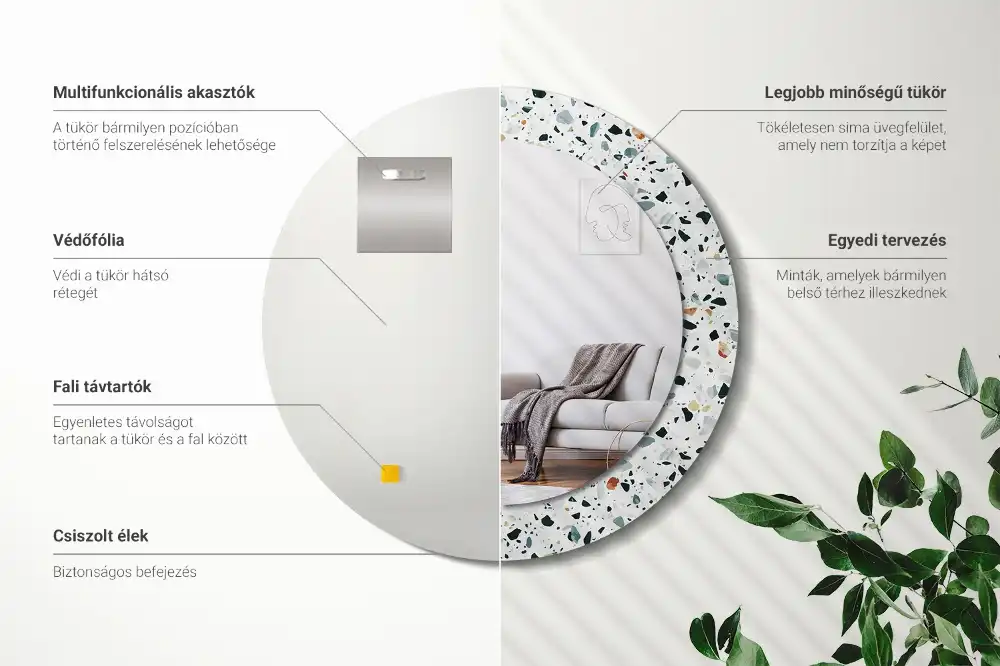 Specchio circolare stampato pietra naturale