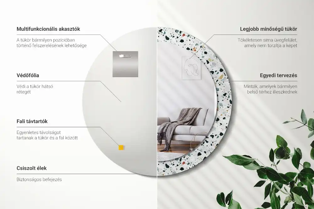 Specchio circolare stampato pietra naturale