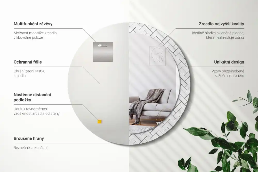 Specchio circolare decoro Spina di pesce