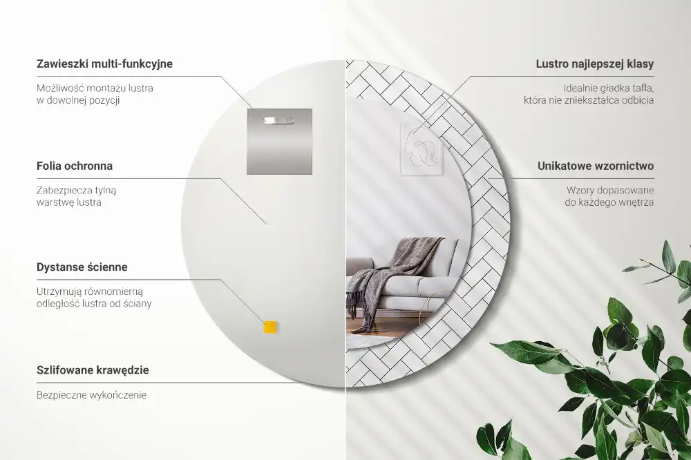 Specchio circolare decoro Spina di pesce