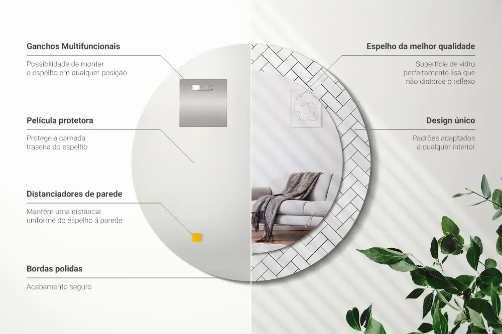 Specchio circolare decoro Spina di pesce