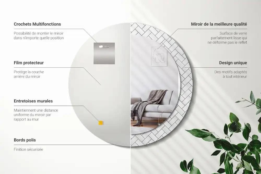 Specchio circolare decoro Spina di pesce