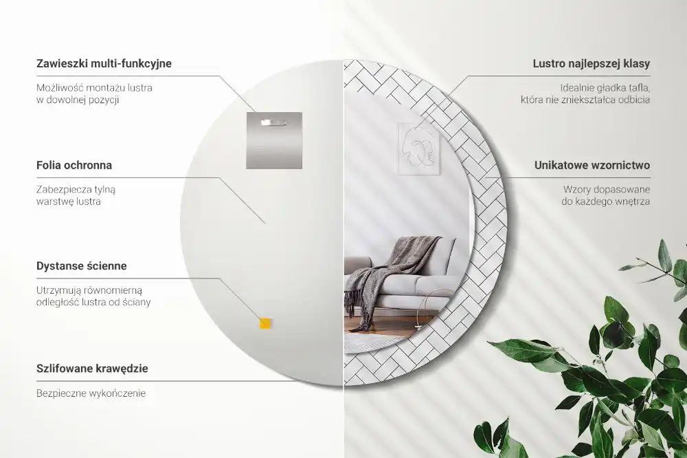 Specchio circolare decoro Spina di pesce