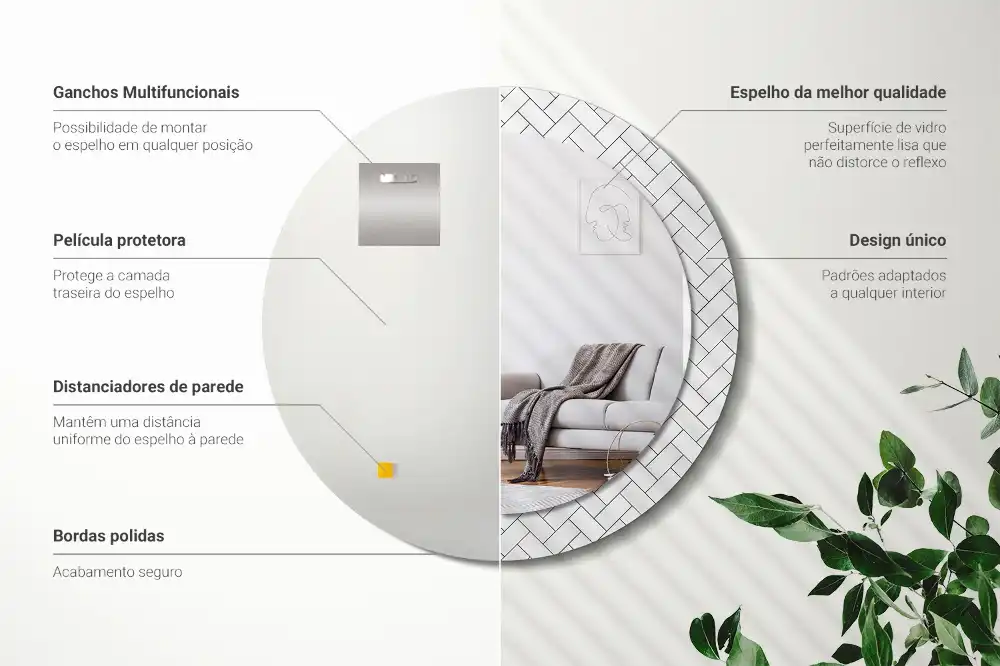 Specchio circolare decoro Spina di pesce