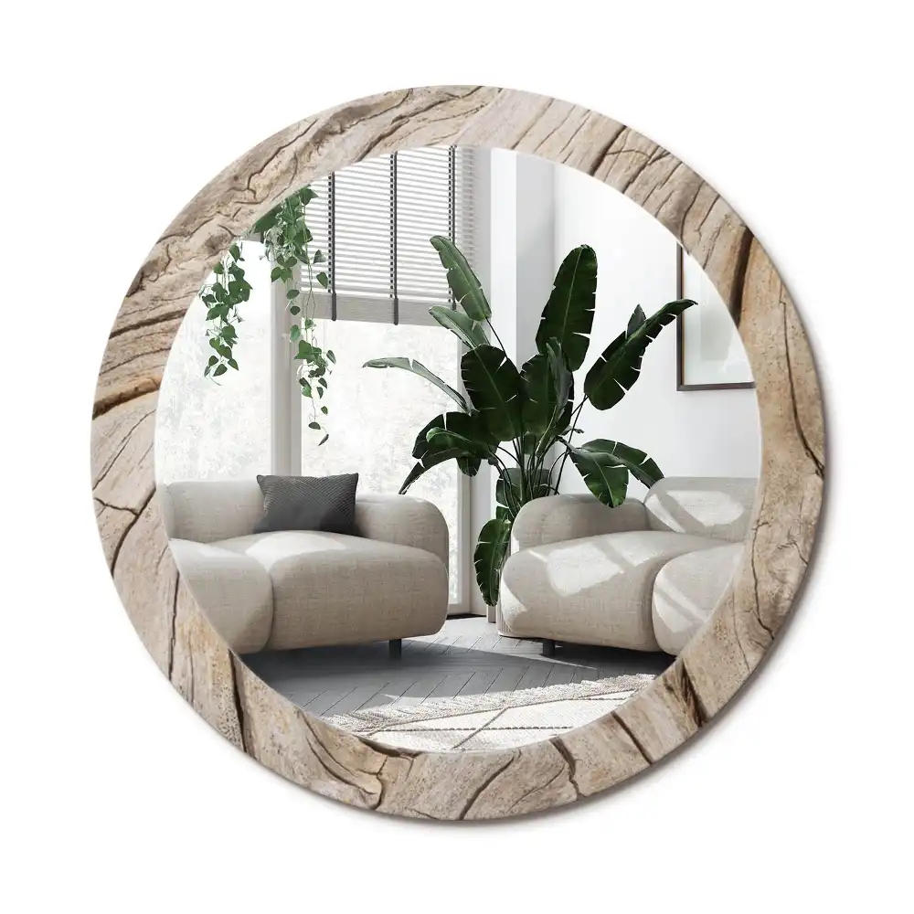 Specchio circolare stampato Legno screpolato