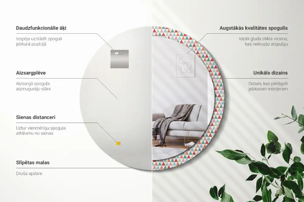 Specchio circolare stampato Motivo geometrico