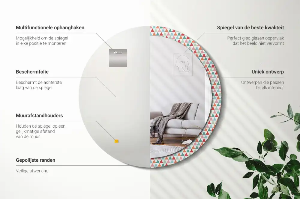 Specchio circolare stampato Motivo geometrico