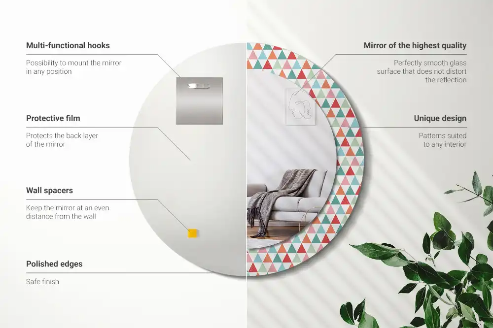 Specchio circolare stampato Motivo geometrico