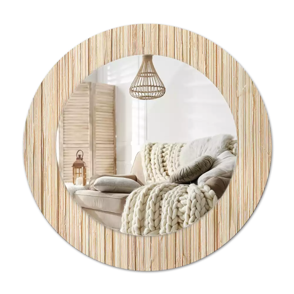 Specchio circolare decoro Paglia di bambù