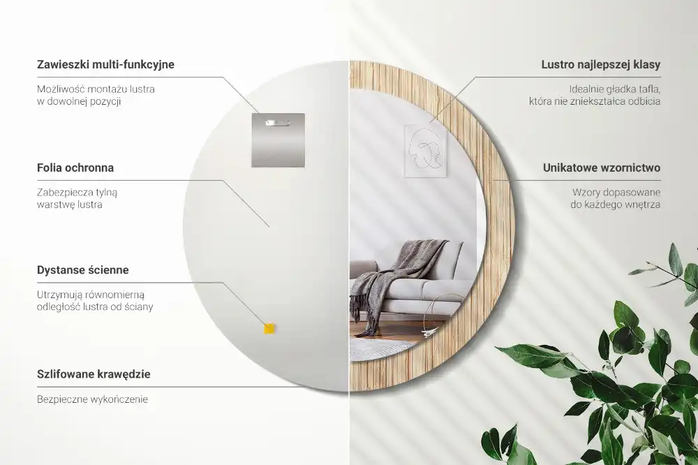 Specchio circolare decoro Paglia di bambù