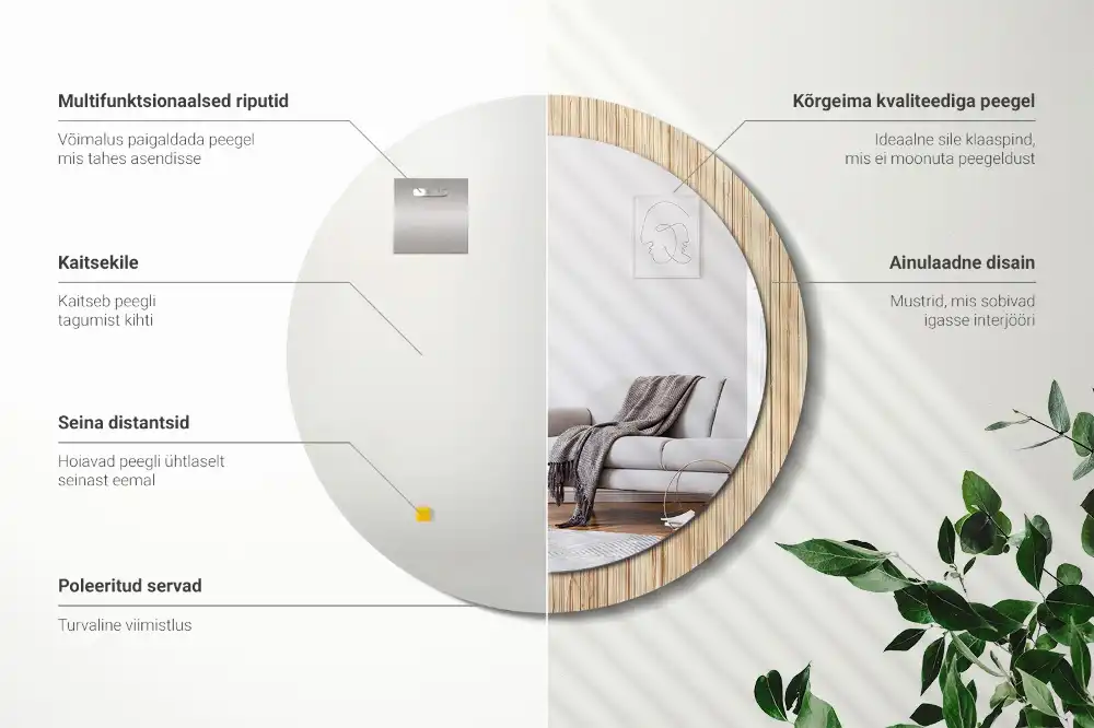 Specchio circolare decoro Paglia di bambù