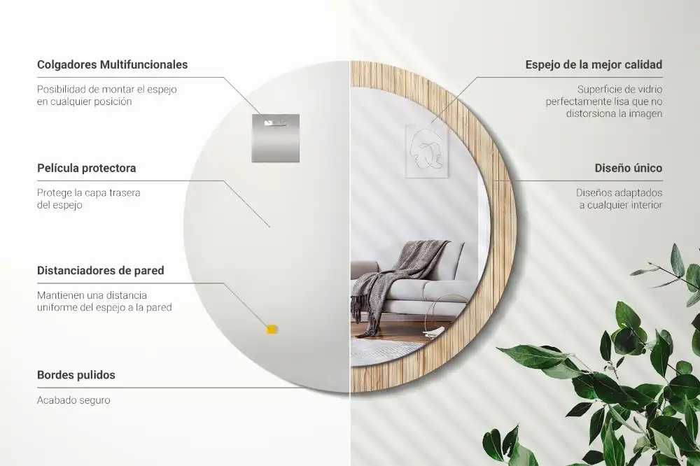 Specchio circolare decoro Paglia di bambù