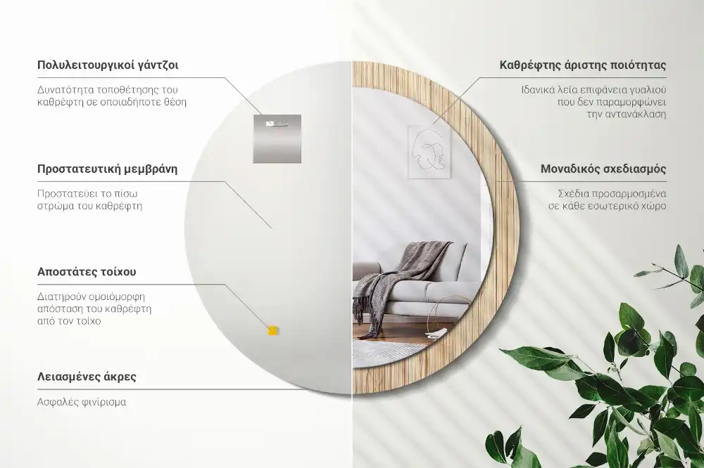 Specchio circolare decoro Paglia di bambù