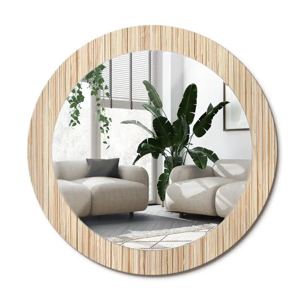 Specchio circolare decoro Paglia di bambù