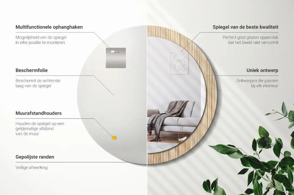 Specchio circolare decoro Paglia di bambù