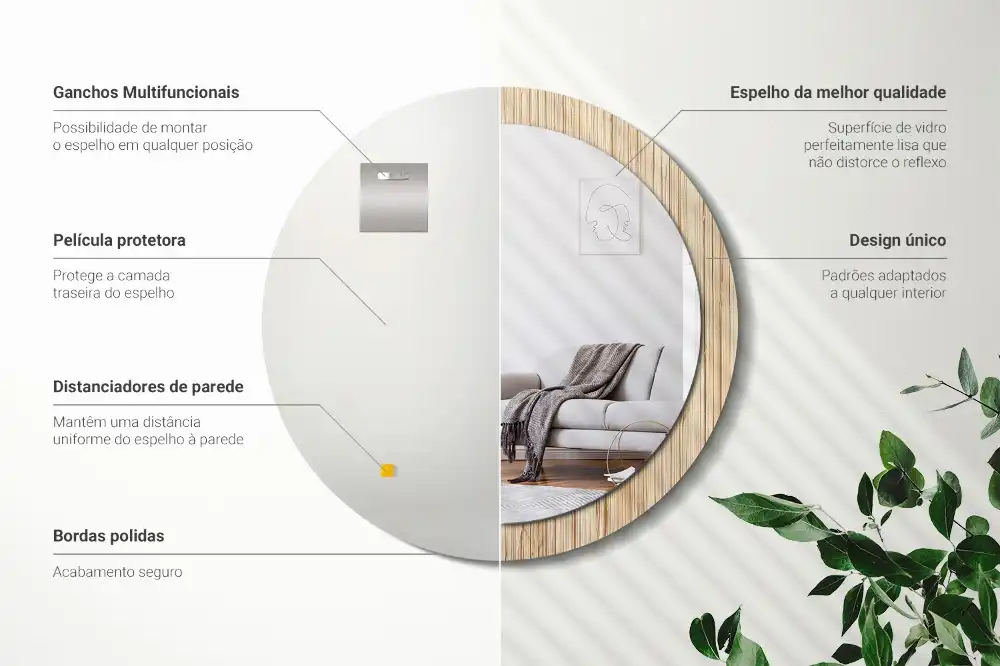 Specchio circolare decoro Paglia di bambù