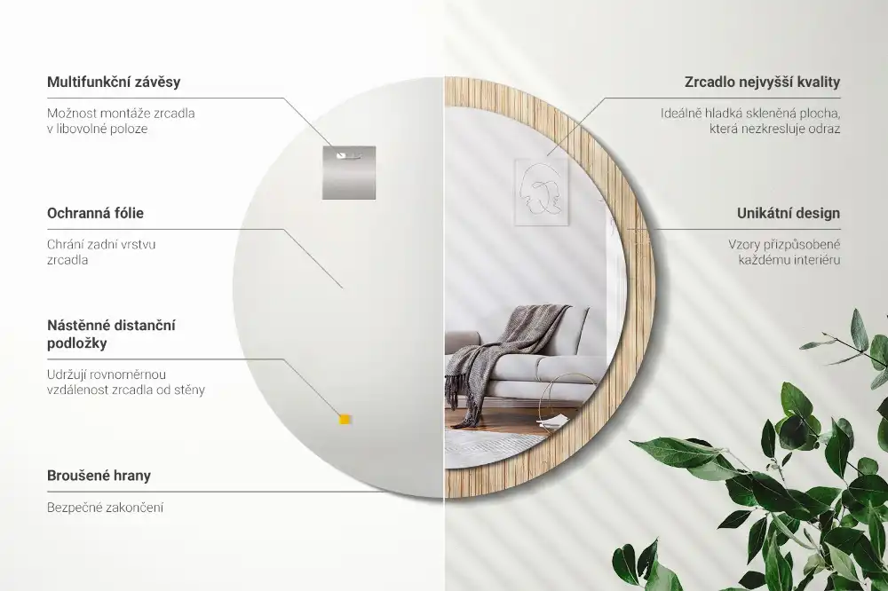 Specchio circolare decoro Paglia di bambù