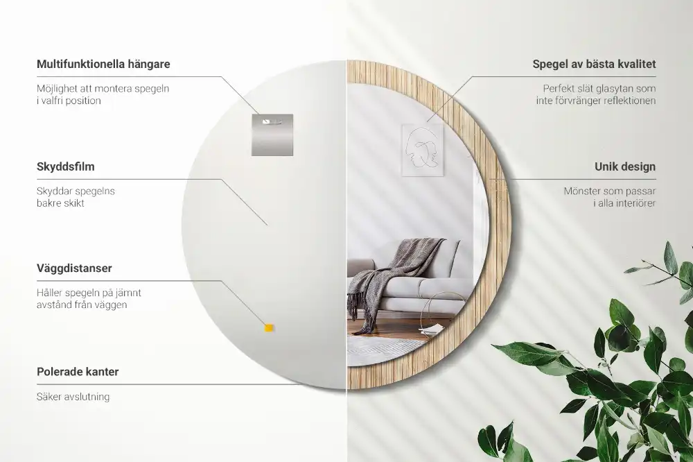 Specchio circolare decoro Paglia di bambù