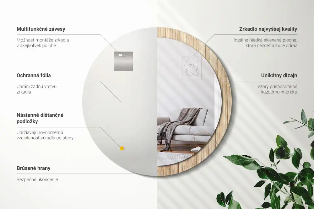 Specchio circolare decoro Paglia di bambù