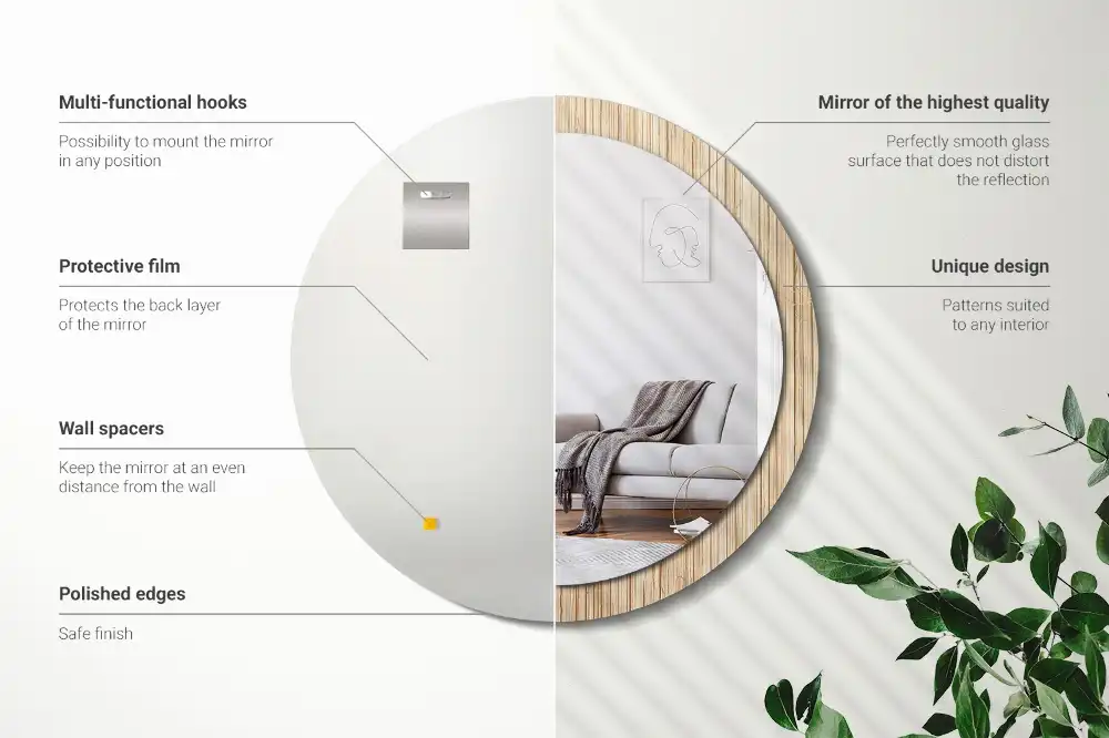 Specchio circolare decoro Paglia di bambù