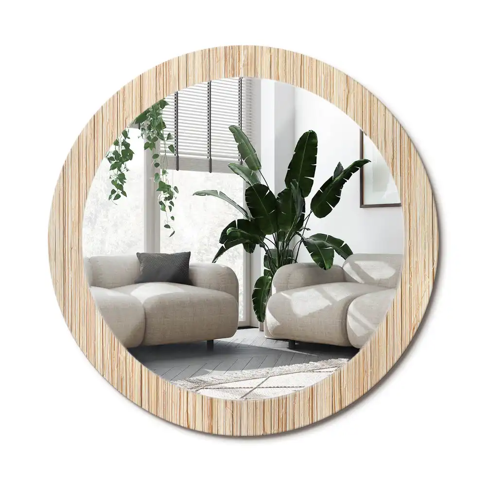 Specchio circolare decoro Paglia di bambù