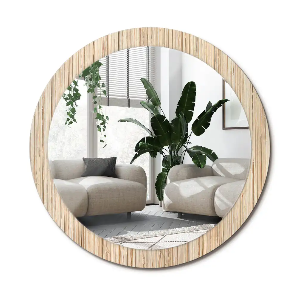 Specchio circolare decoro Paglia di bambù