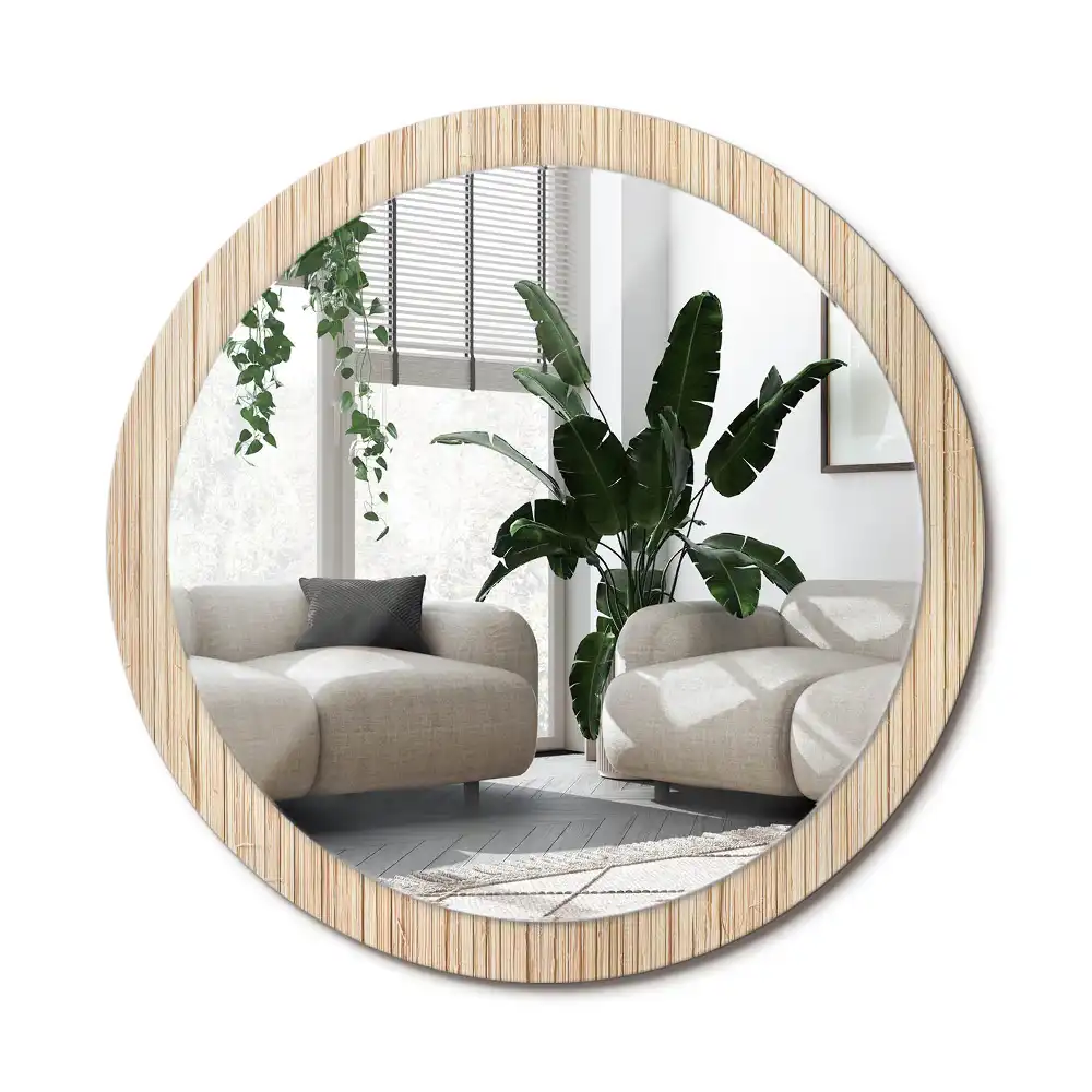 Specchio circolare decoro Paglia di bambù