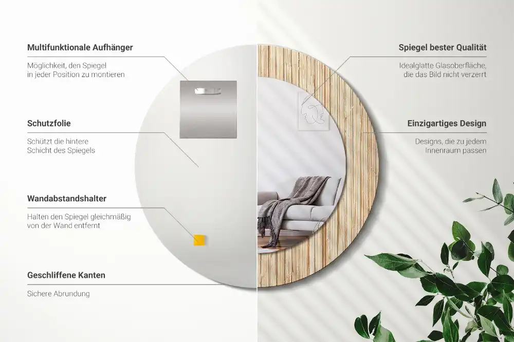 Specchio circolare decoro Paglia di bambù