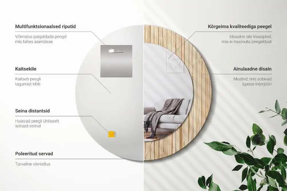 Specchio circolare decoro Paglia di bambù