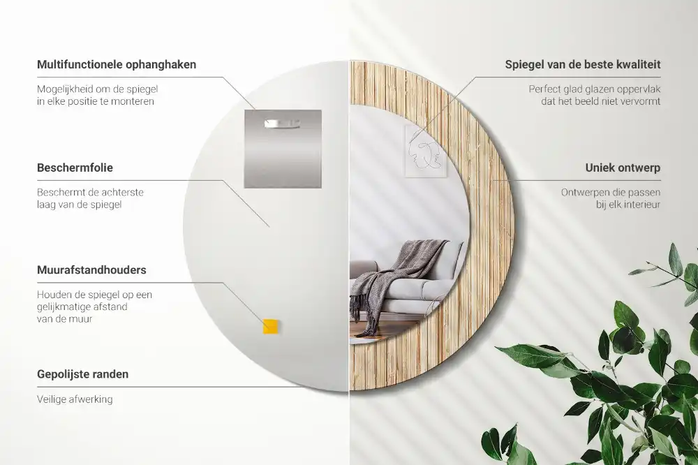 Specchio circolare decoro Paglia di bambù