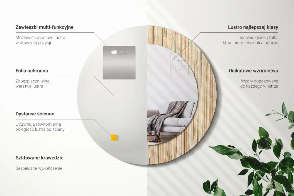 Specchio circolare decoro Paglia di bambù