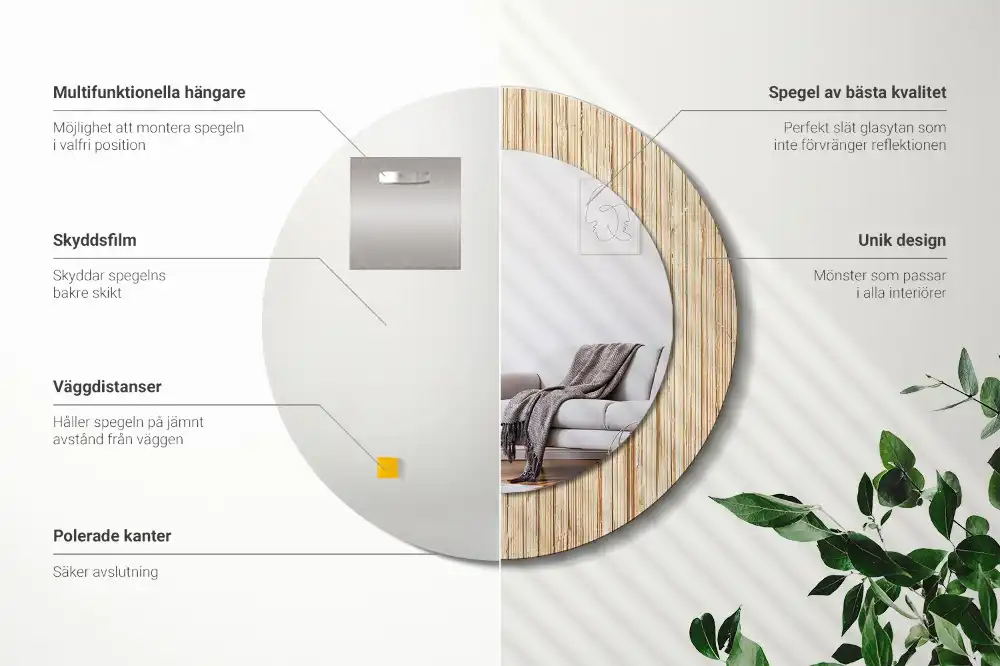 Specchio circolare decoro Paglia di bambù