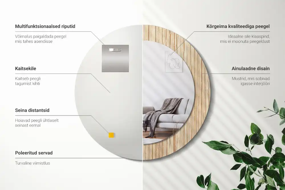 Specchio circolare decoro Paglia di bambù