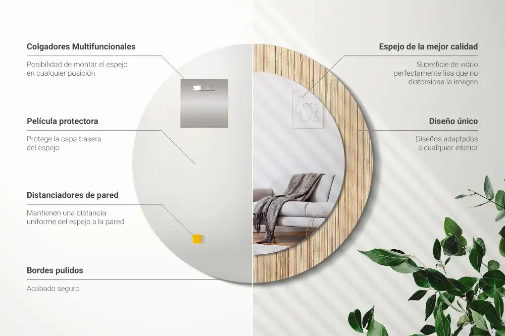 Specchio circolare decoro Paglia di bambù