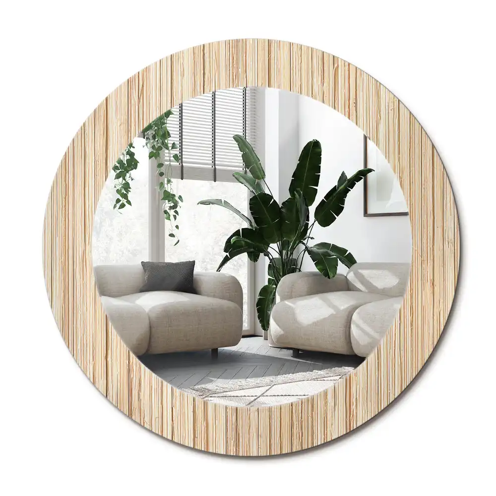 Specchio circolare decoro Paglia di bambù
